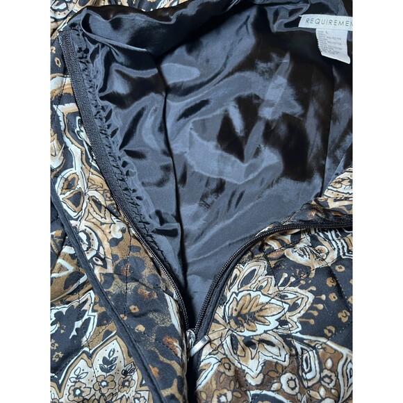Requirements Quilted Jacket Womens Size Large Brown Tan Patterned‎ Soft Zipper - Picture 8 of 10